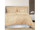 Pościel bambusowa Stripe beige 180x200 + 2/70x80 + 4/40x40 satyna bawełniana Bamboo beżowe paski beż 7 el. na prezent